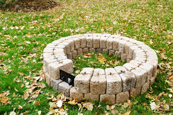 DIY Gas Firepit Step: Place Block Ring