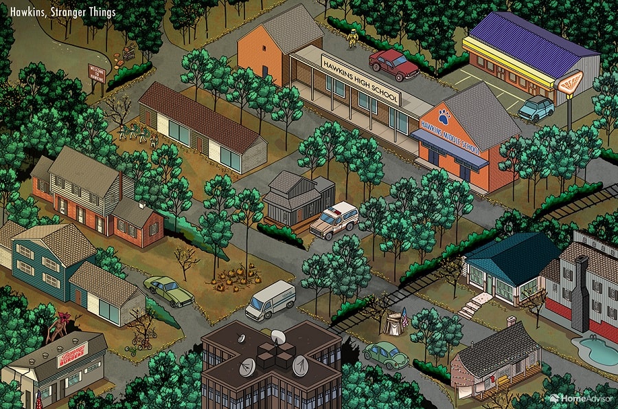 Map of Hawkins from Stranger Things