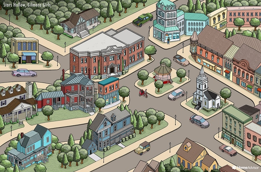Map of Stars Hollow from Gilmore Girls