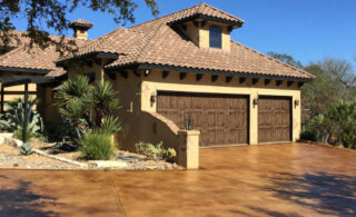 Desert Home With Stamped Concrete Driveway