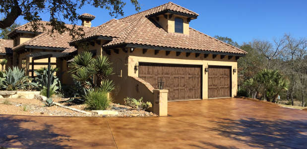 Desert Home With Stamped Concrete Driveway