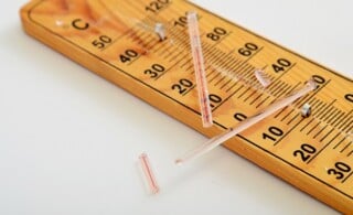 Broken mercury style thermometer