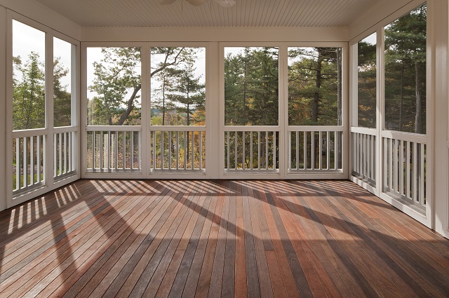 Backyard deck with screen enclosure