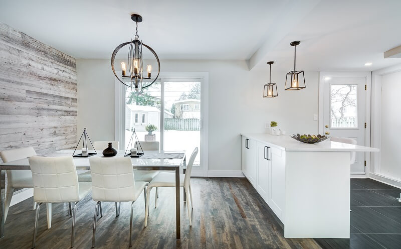 staged dining area