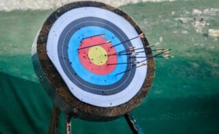 Close-Up Of Arrows On Target