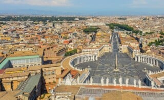 Aerial view of St. Peters Square in The Vatican
