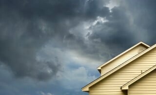 home in stormy day