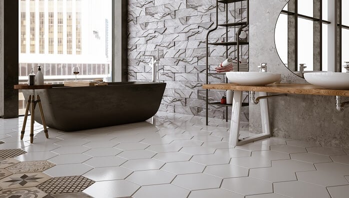 bathroom with ceramic tile floor