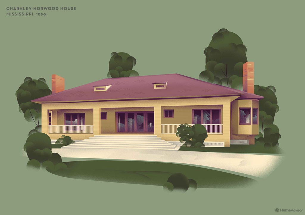 Illustration of Frank Lloyd Wright Charnley Norwood House