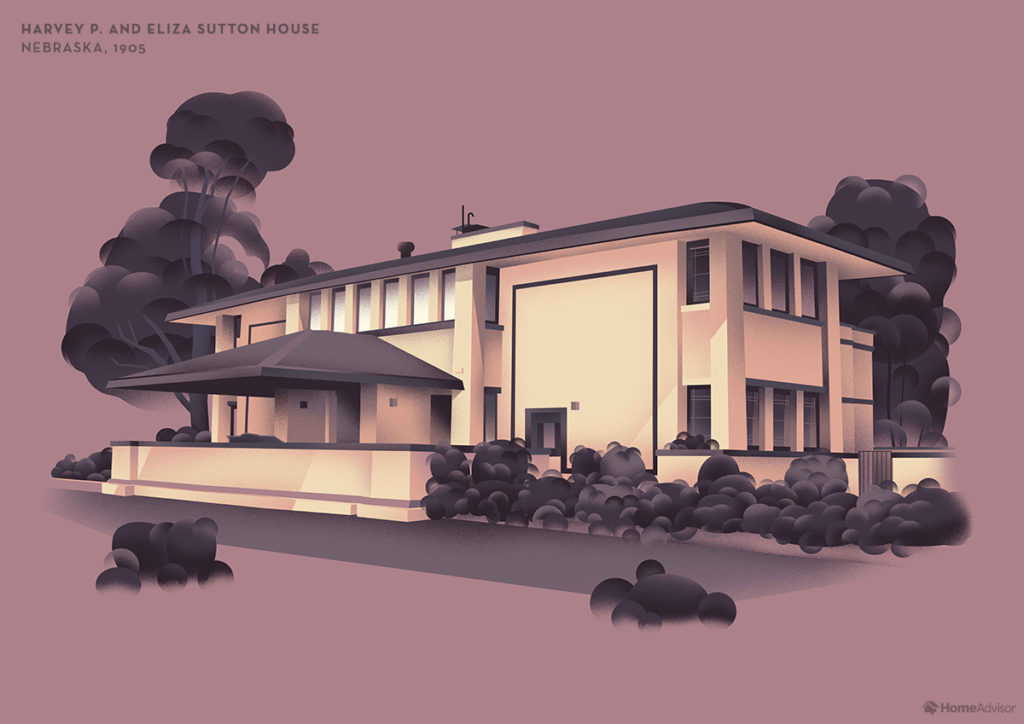 Illustration of Frank Lloyd Wright Harvey P. and Eliza Sutton House