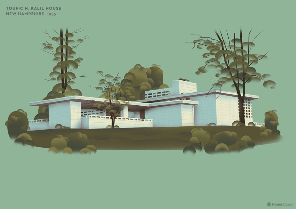 Illustration of Frank Lloyd Wright Toufic H. Kalil House