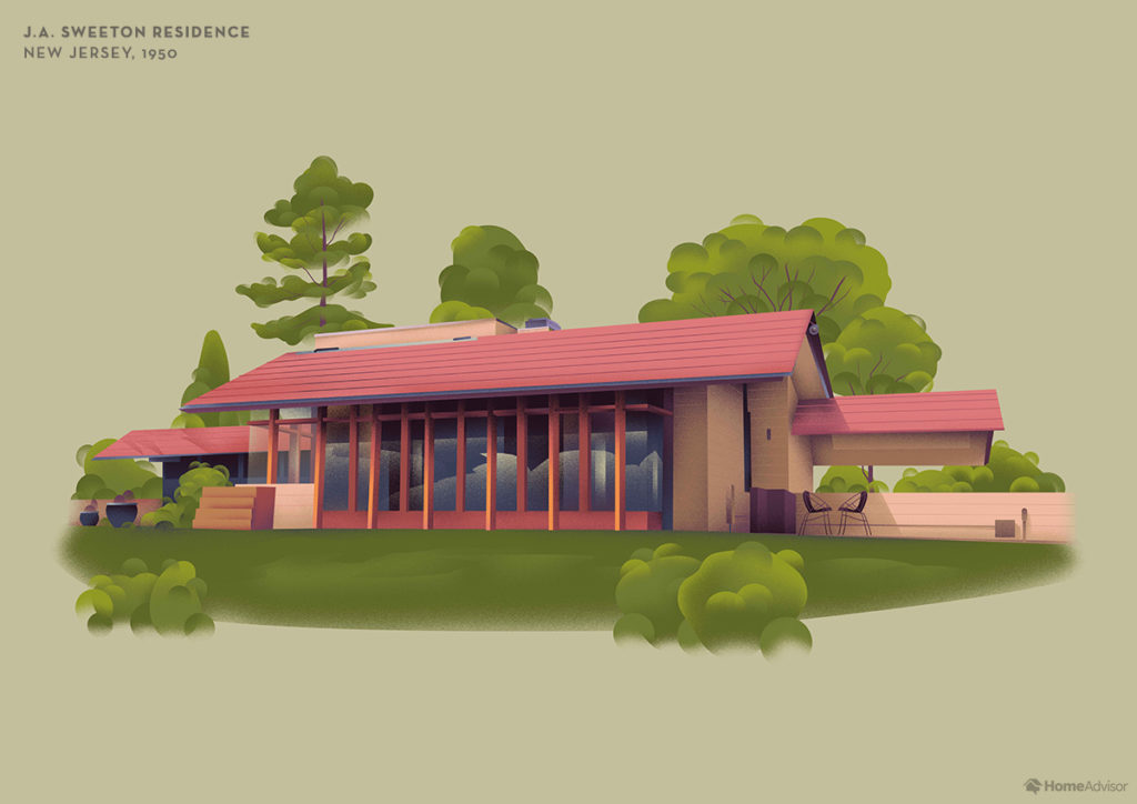 Illustration of Frank Lloyd Wright J. A. Sweeton Residence