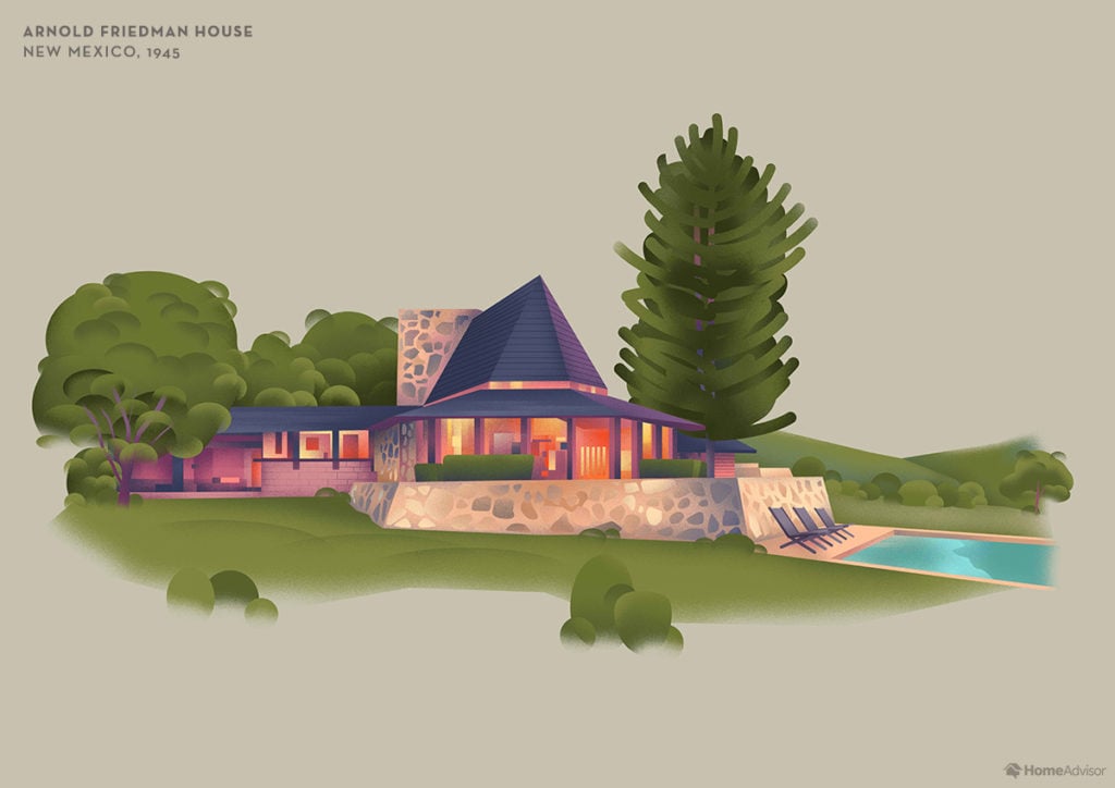 Illustration of Frank Lloyd Wright Arnold Friedman House