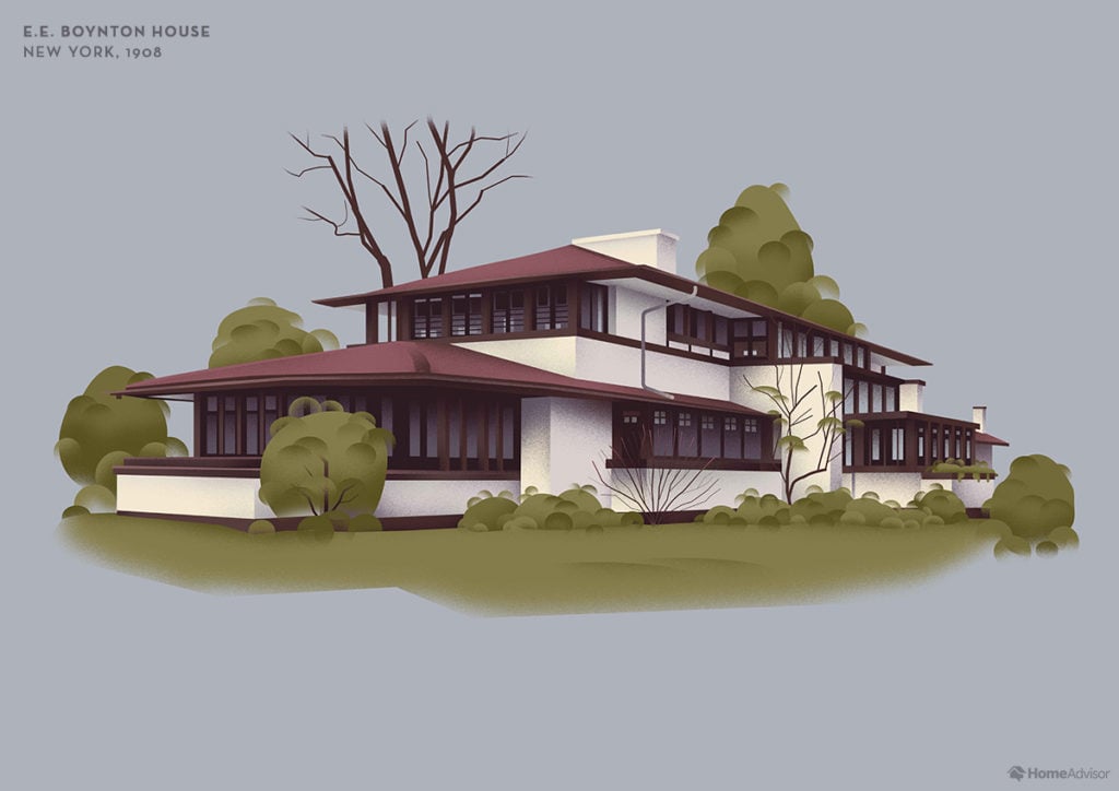 Illustration of Frank Lloyd Wright E. E. Boynton House