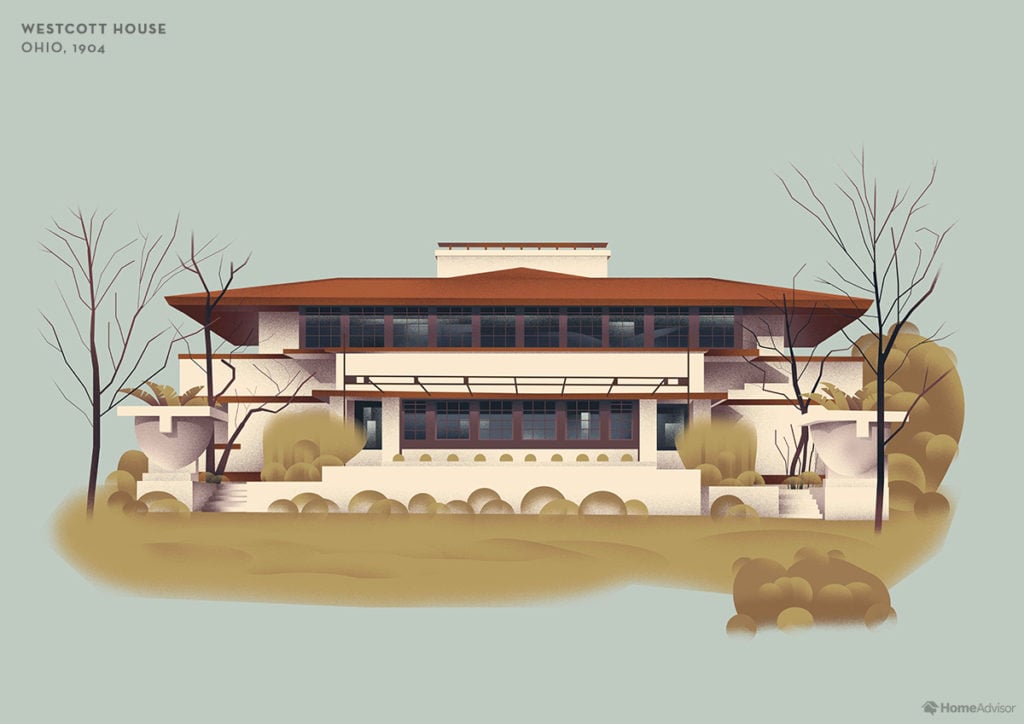 Illustration of Frank Lloyd Wright Westcott House