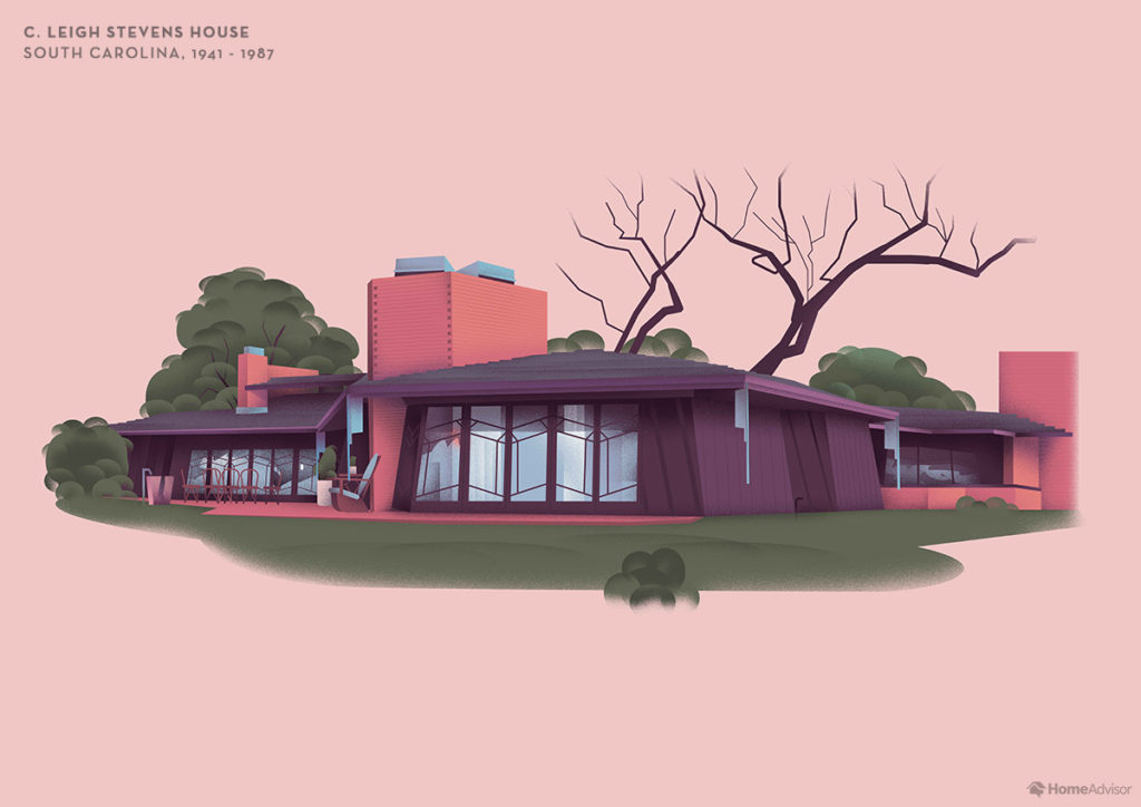 Illustration of Frank Lloyd Wright C. Leigh Stevens House