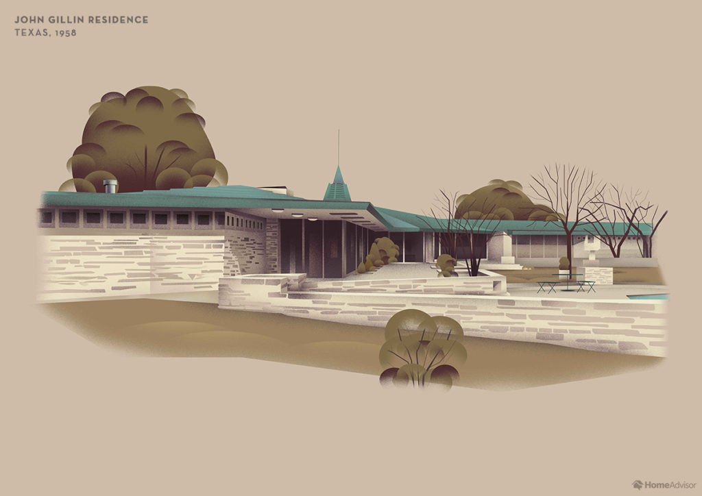 Illustration of Frank Lloyd Wright's John Gillin Residence