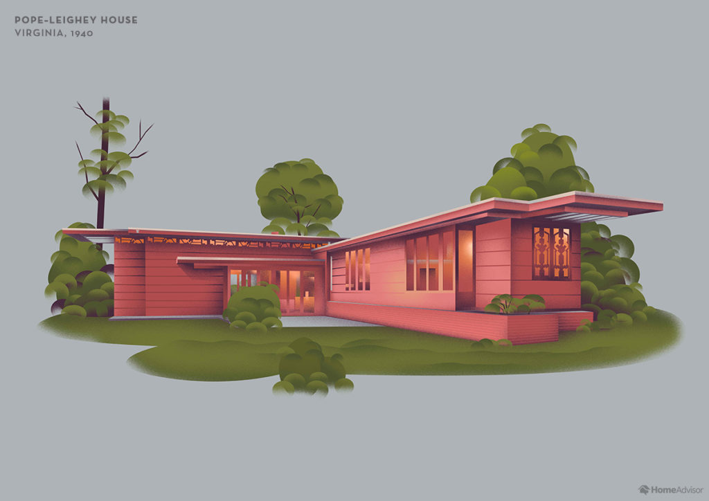 Illustration of Frank Lloyd Wright Pope Leighey House