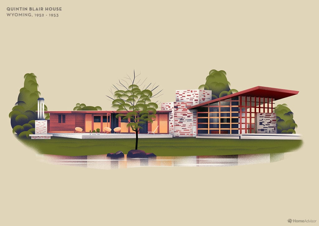 Illustration of Frank Lloyd Wright Quintin Blair House