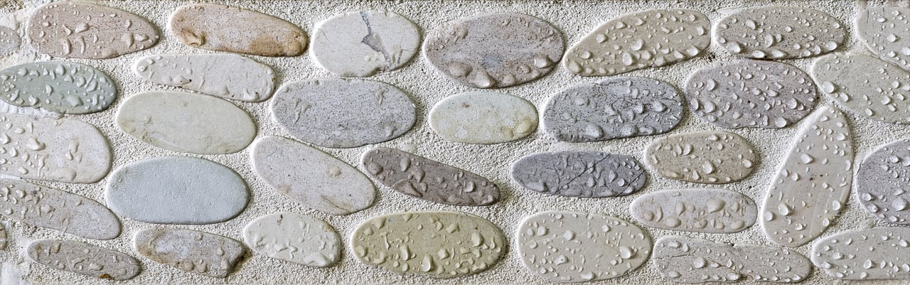 close up of pebble shower floor