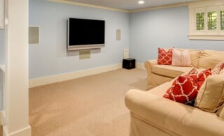 carpeted basement flooring