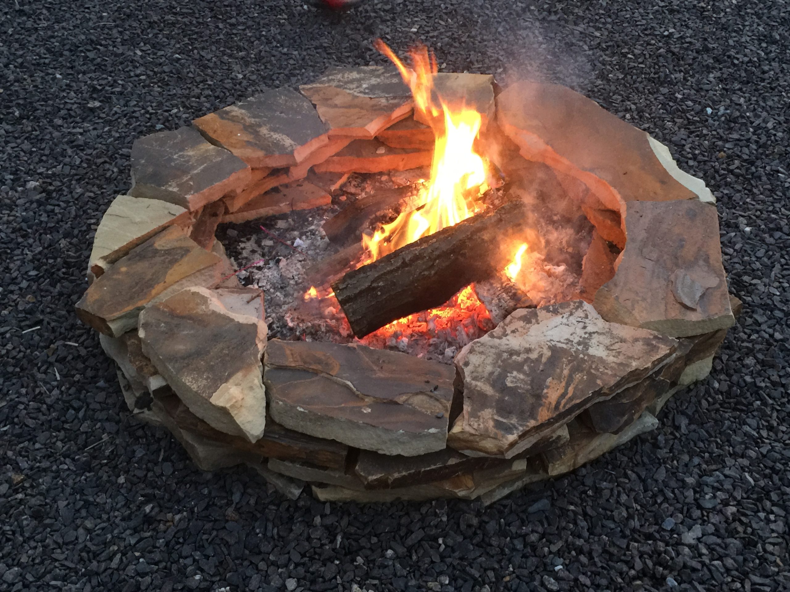 Fire burning in outdoor firepit