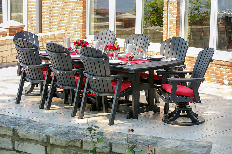 Wooden table and chairs on a patio