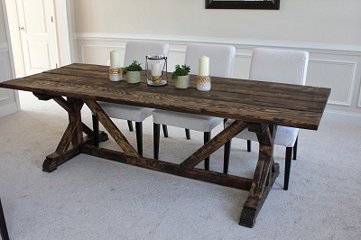 Wooden table in a dining room