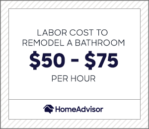 labor cost to remodel a bathroom is $50 to $75 per hour
