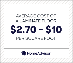 the average cost of a laminate floor is $2.70 to $10 per square foot