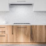 wood cabinets in a modern kitchen