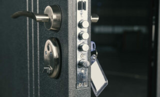 close-up of a front door lock