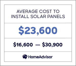 the average cost to install solar panels is $23,600 or $16,600 to $30,900