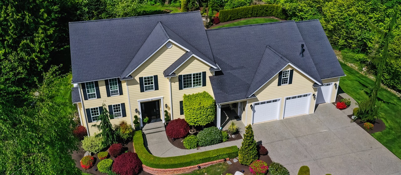 aerial view of residential house roof