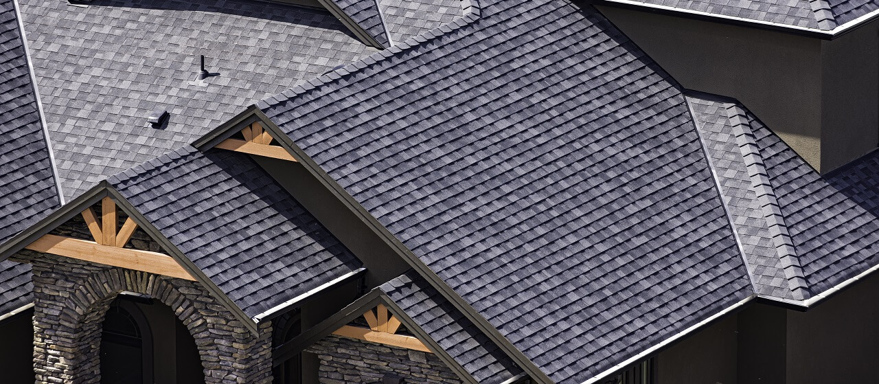 close-up of a shingled roof