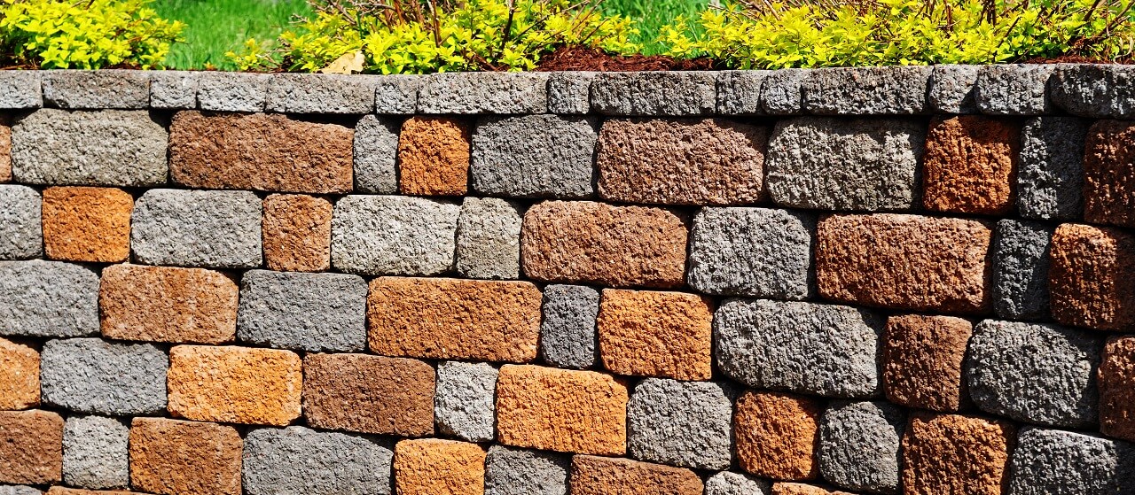 close-up of a retaining wall