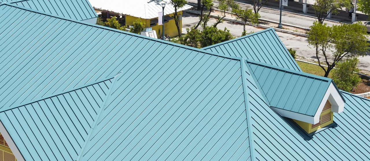 close-up of a steel roof