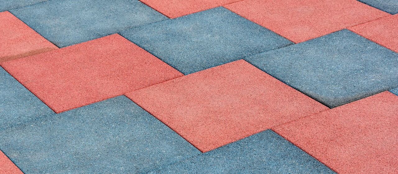 close-up of rubber tiles