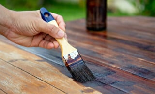 staining wood with paint brush