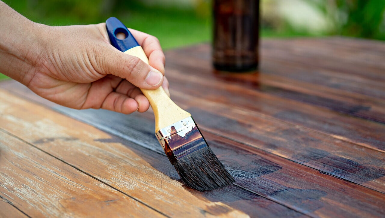 staining wood with paint brush