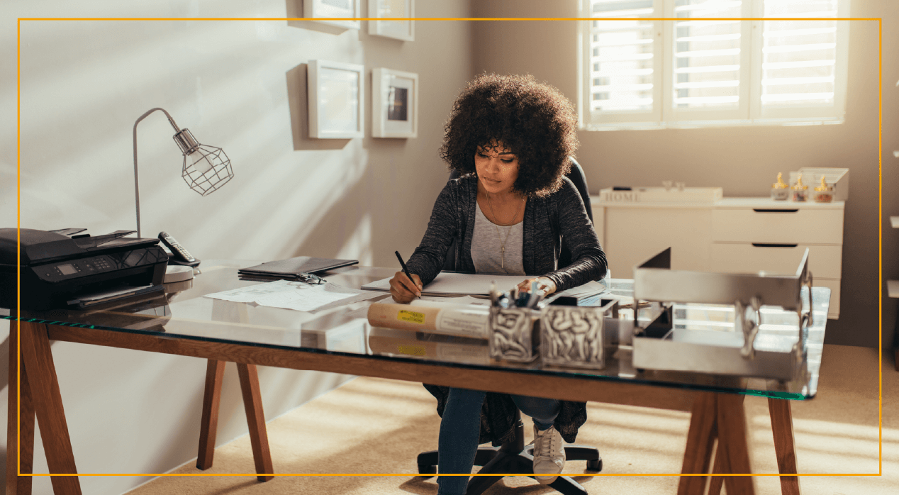 Woman working at a desk