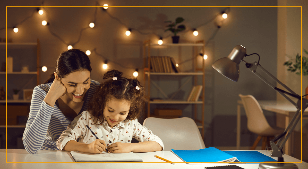 mom helping daughter with homework 