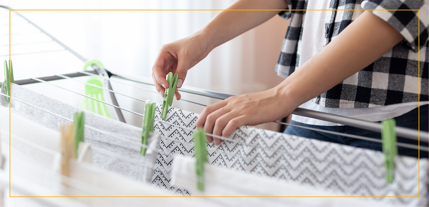 clothes drying on rack