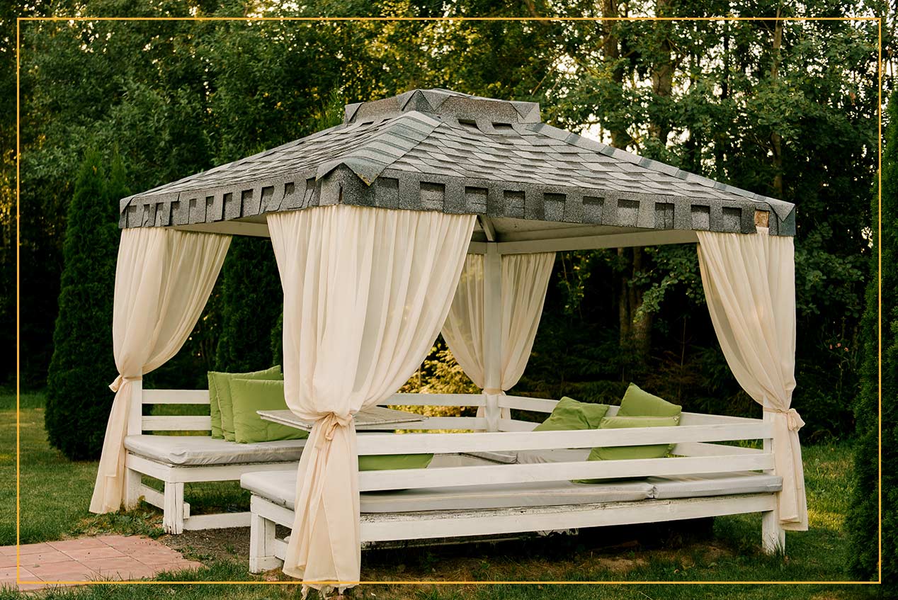 gazebo with curtains