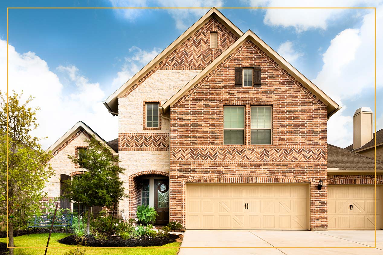 Stone and brick home in suburbs