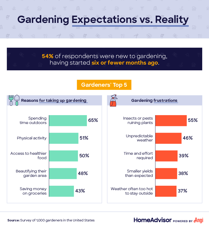 chart explaining gardening expectations vs. reality