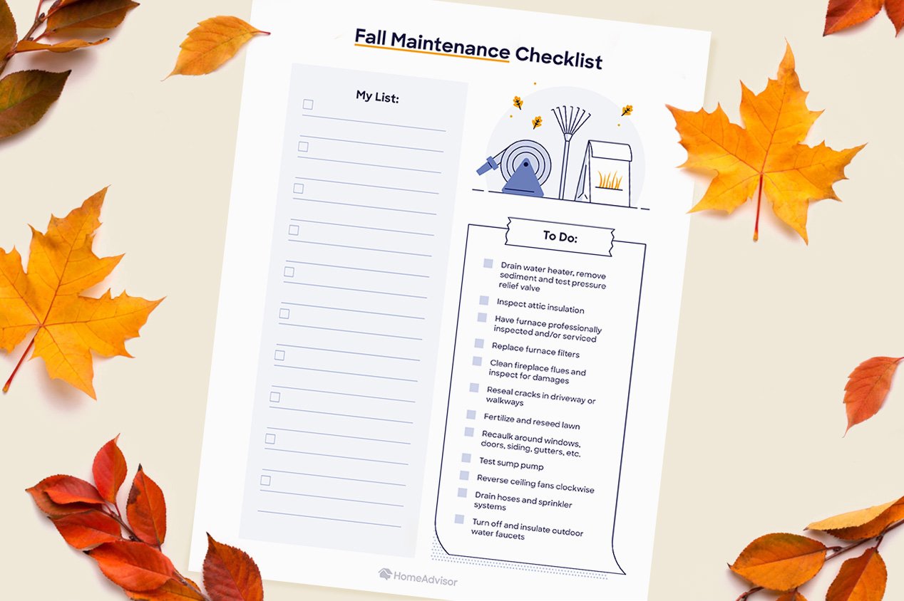 fall home maintenance checklist mockup