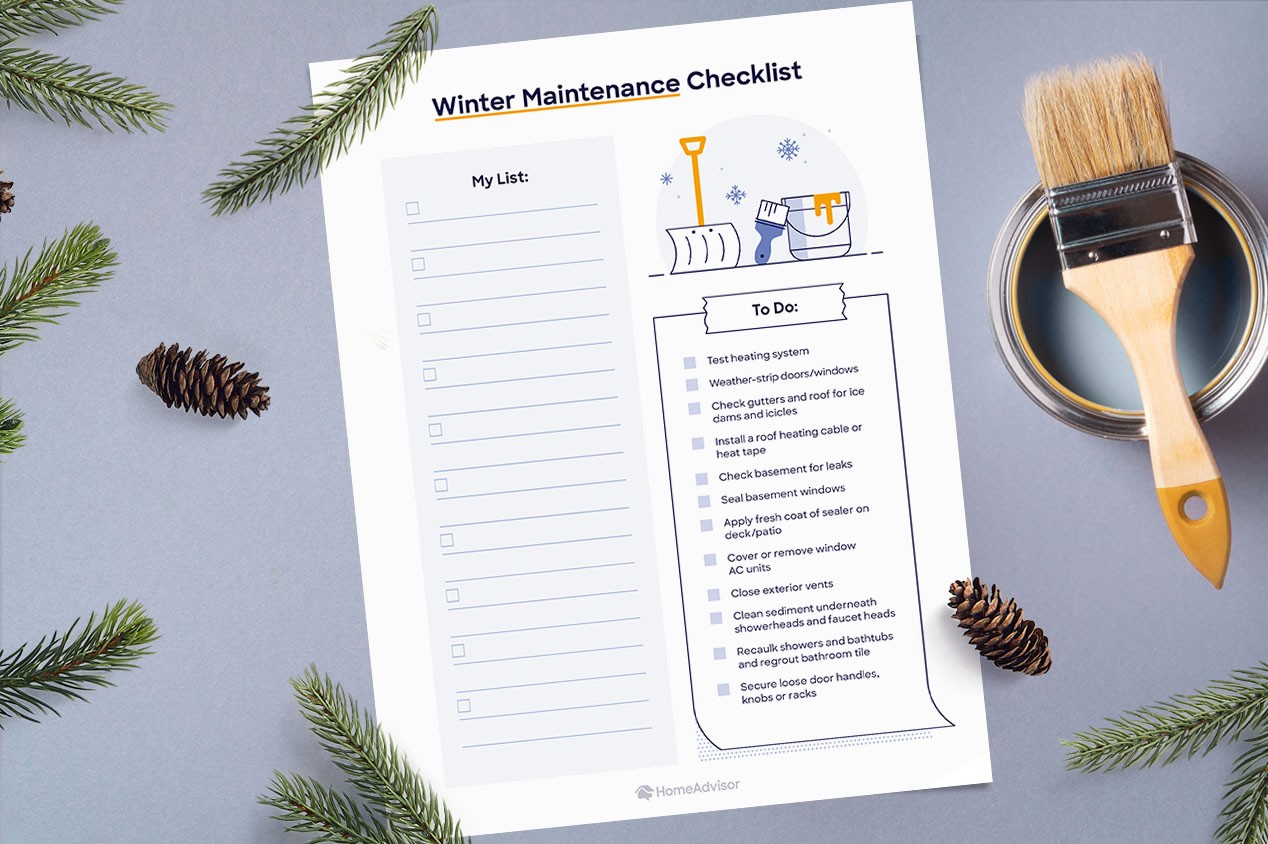 winter home maintenance checklist mockup