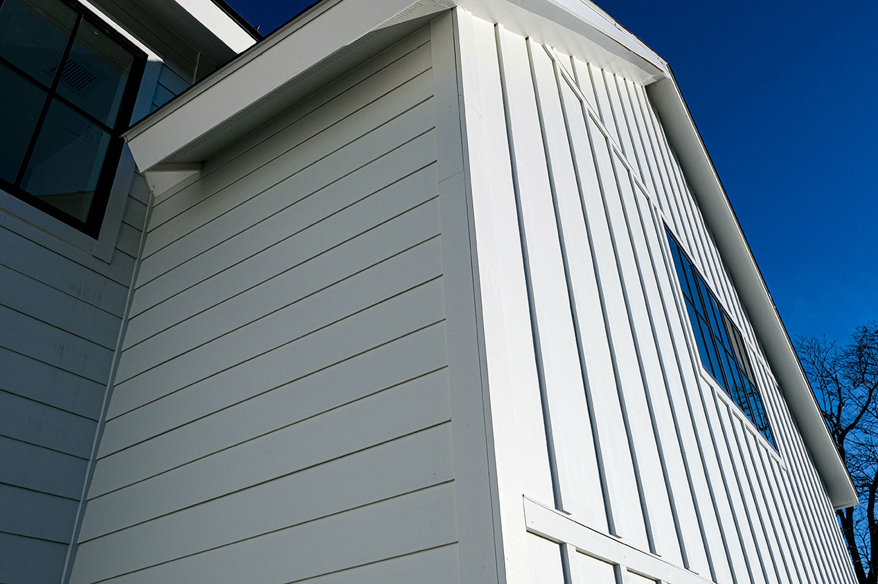 closeup of home with fiber cement siding