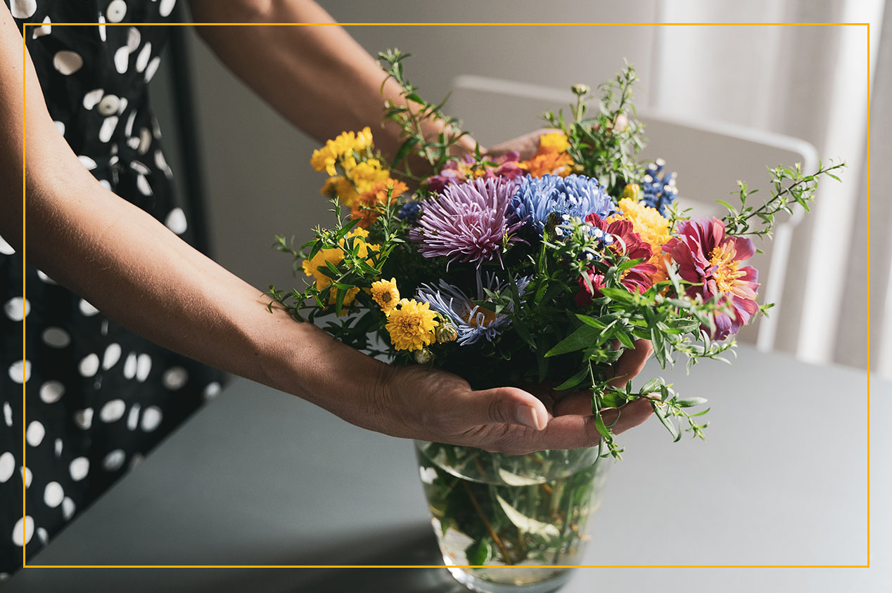 flower arrangement on table